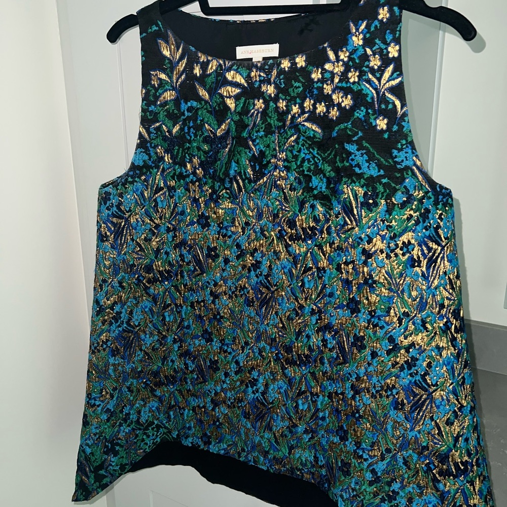 ANN MASHBURN unique brocade flared hem top-PERFECT CONDITION - Picture 4 of 9